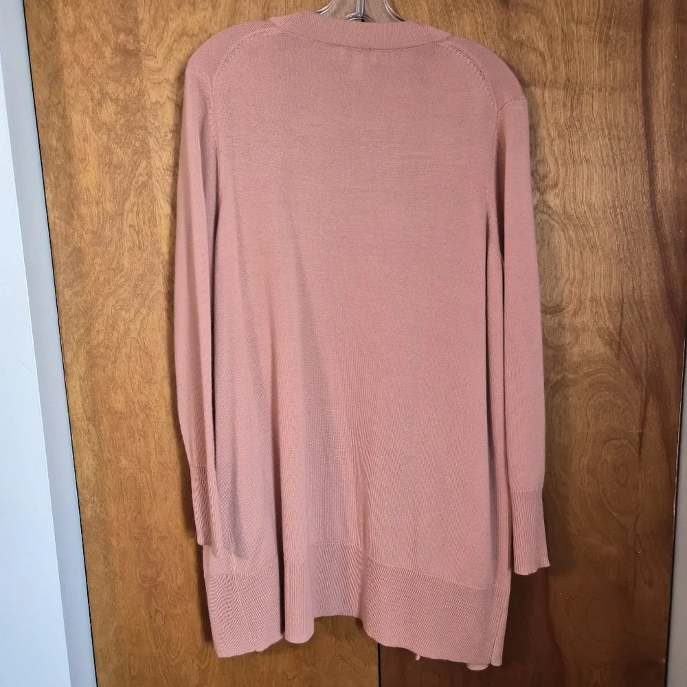 NORDSTROM Women Pink Puff Long Sleeve Open Front Cardigan Size Large